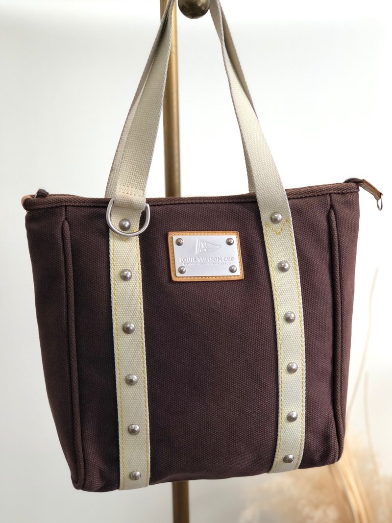 【 日本直送　名牌中古包 】LOUIS VUITTON ルイヴィトン ハンドバッグ ブラウン アンティグア カバMM vintage ヴィンテージ c5fyh6 - 手提包/手提袋 - 棉．麻 咖啡色