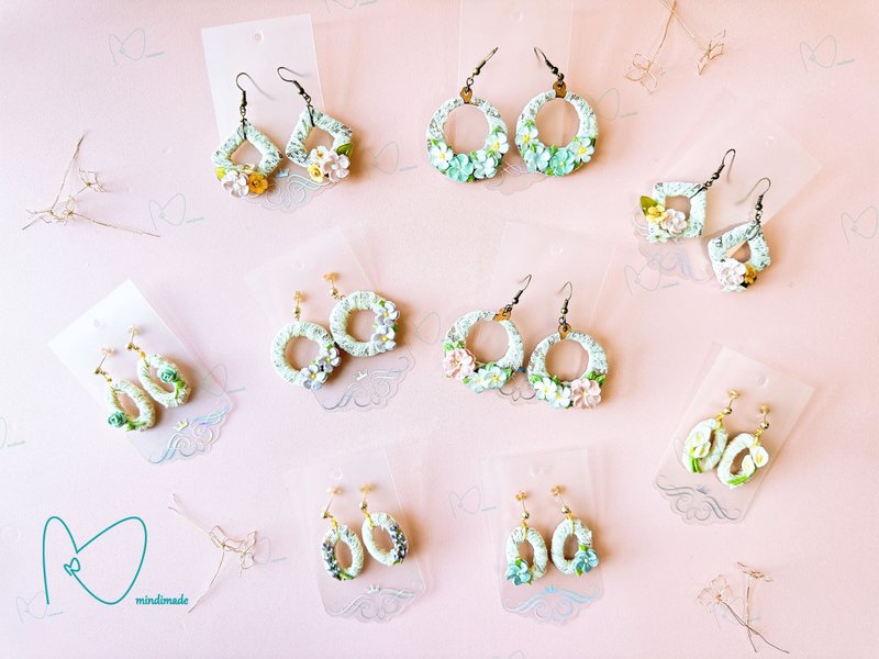 Lace Vintage handmade clay earrings /ear clip - Earrings & Clip-ons - Clay 