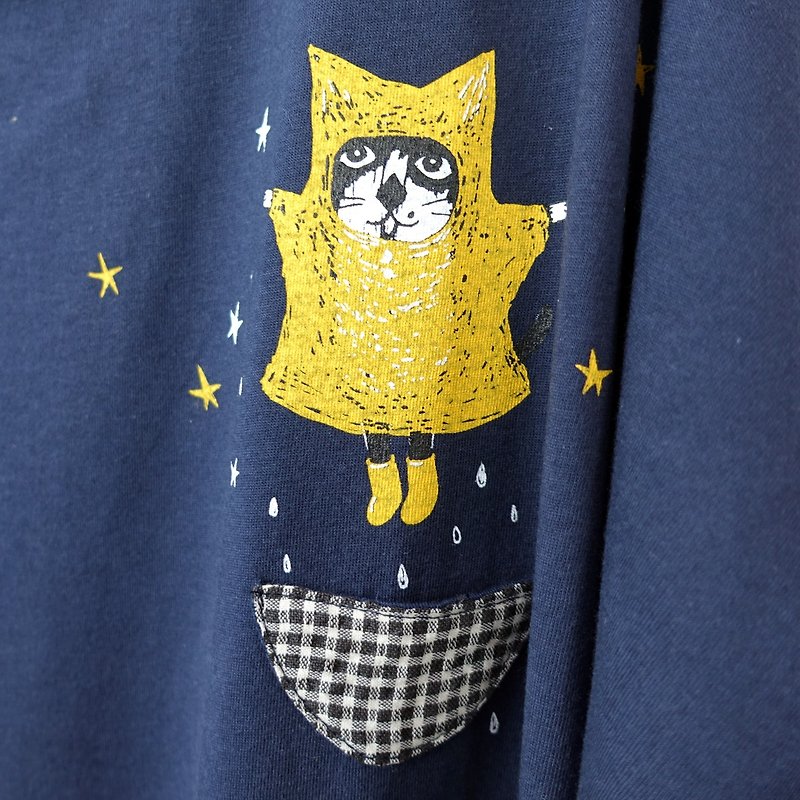 Urb Star Cat Pocket Dress / Dark Blue - One Piece Dresses - Cotton & Hemp Blue