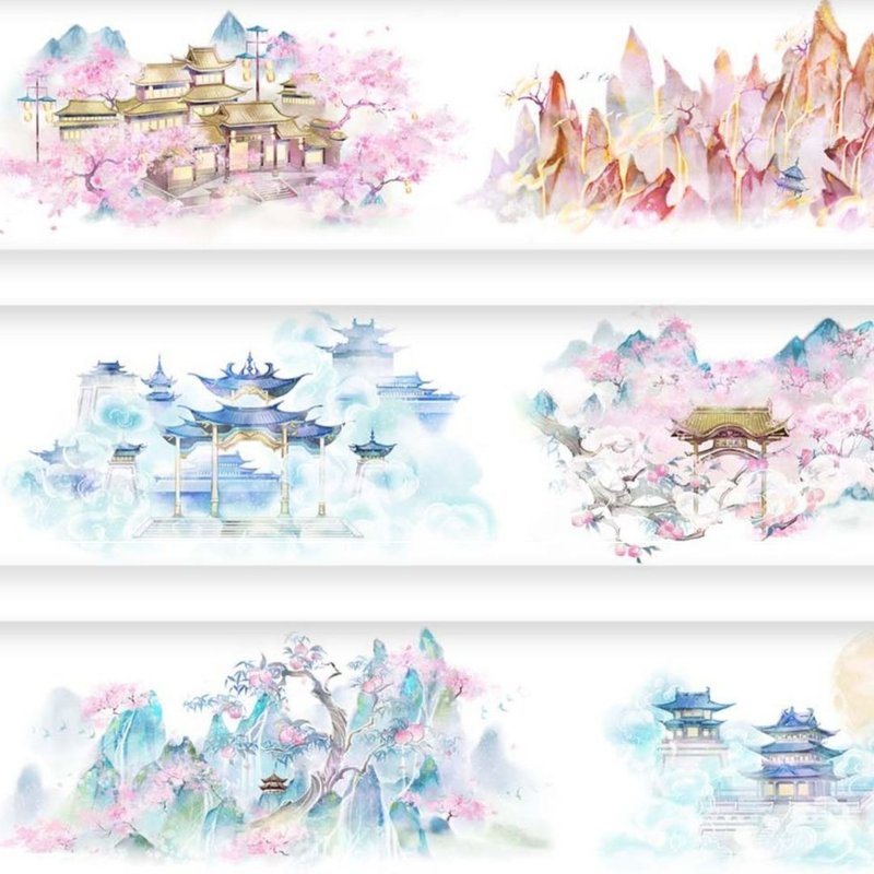西遊小景 和紙/PET 膠帶 5米卷 - 紙膠帶/和紙/PET - 其他材質 