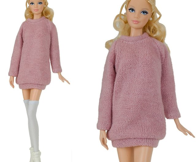 Pink sweater for Barbie doll with Logo