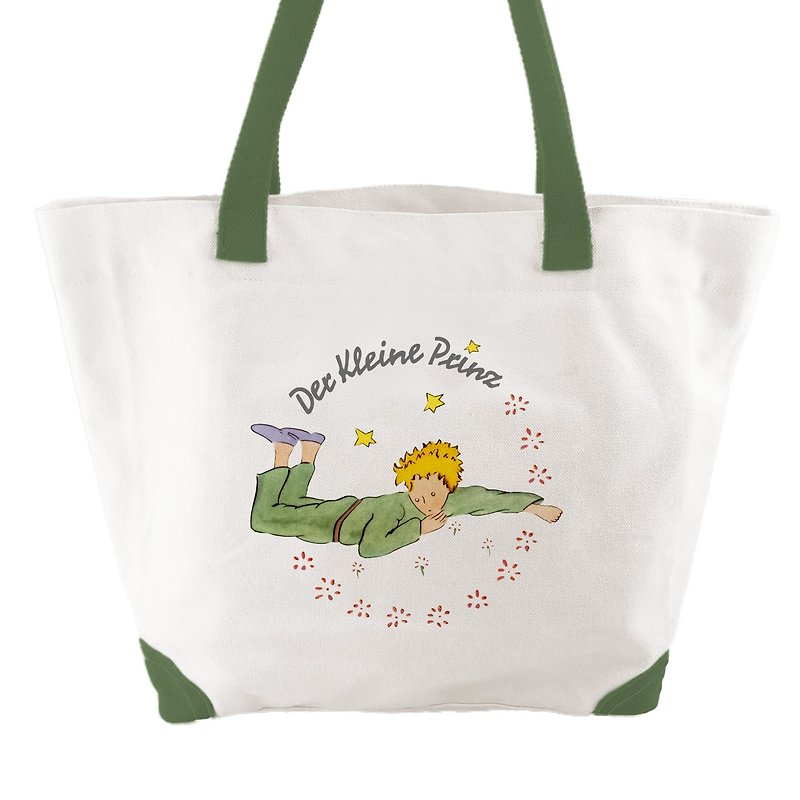 小王子經典版授權-船型購物包(綠) - 側背包/斜背包 - 棉．麻 綠色