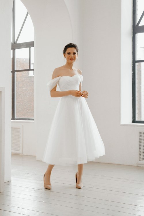 Tea length wedding dress 60s wedding dress Simple wedding dress