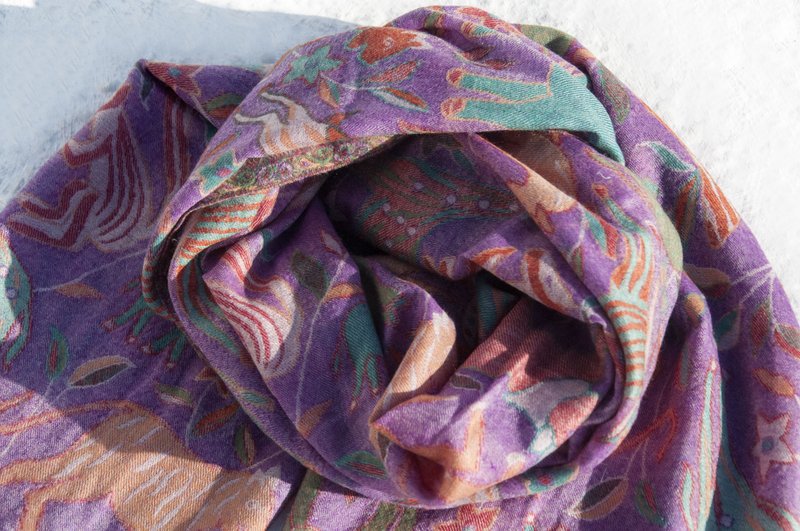 Cashmere/Cashmere Scarf/Pure Wool Scarf Shawl/Ring Velvet Shawl-Animal Forest - Knit Scarves & Wraps - Wool Multicolor