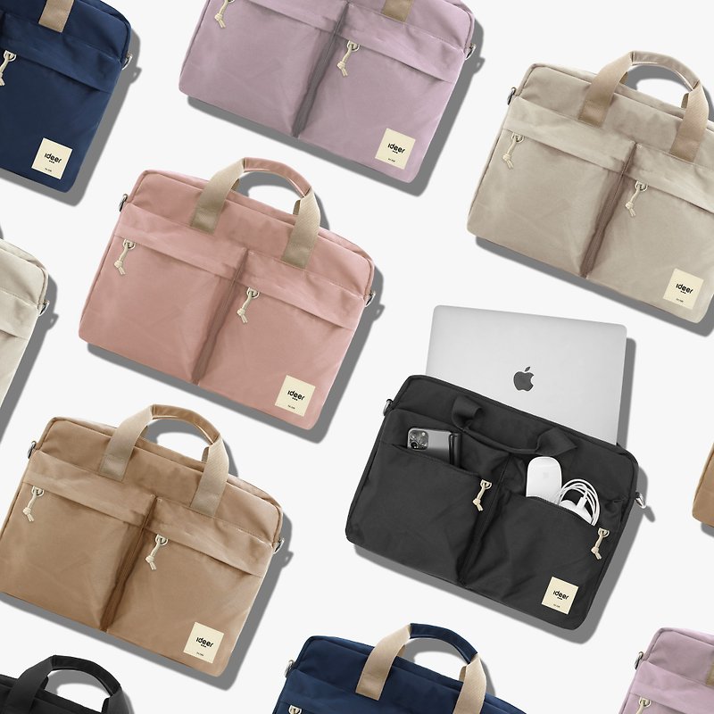 Water-repellent nylon ultra-light laptop bag 11-15.6 inches laptop briefcase school bag macbook - กระเป๋าแล็ปท็อป - วัสดุอื่นๆ สีนำ้ตาล