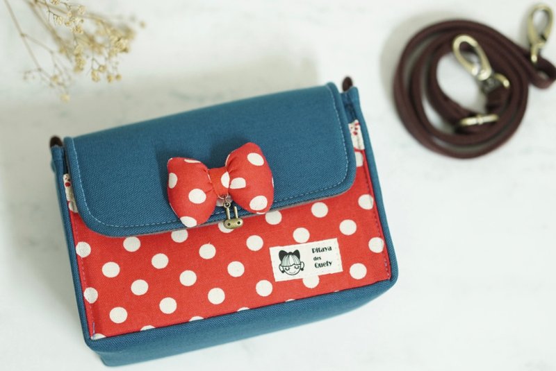 Pitaya des Quefy Large Camera Bag / Carrying Bag Classic Bow Big Minnie - กระเป๋าแมสเซนเจอร์ - ผ้าฝ้าย/ผ้าลินิน 