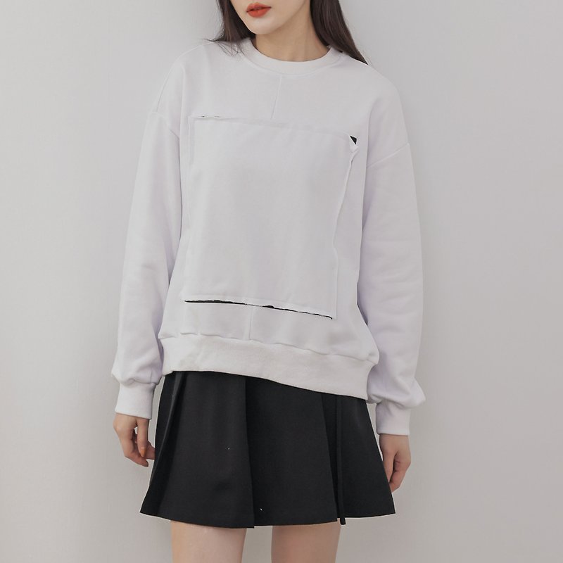 Shattered Square White Crewneck Casual
