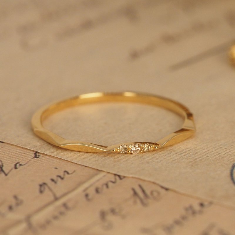 18K金鑽石角戒指  18K Gold Diamond Angular Ring - 戒指 - 貴金屬 