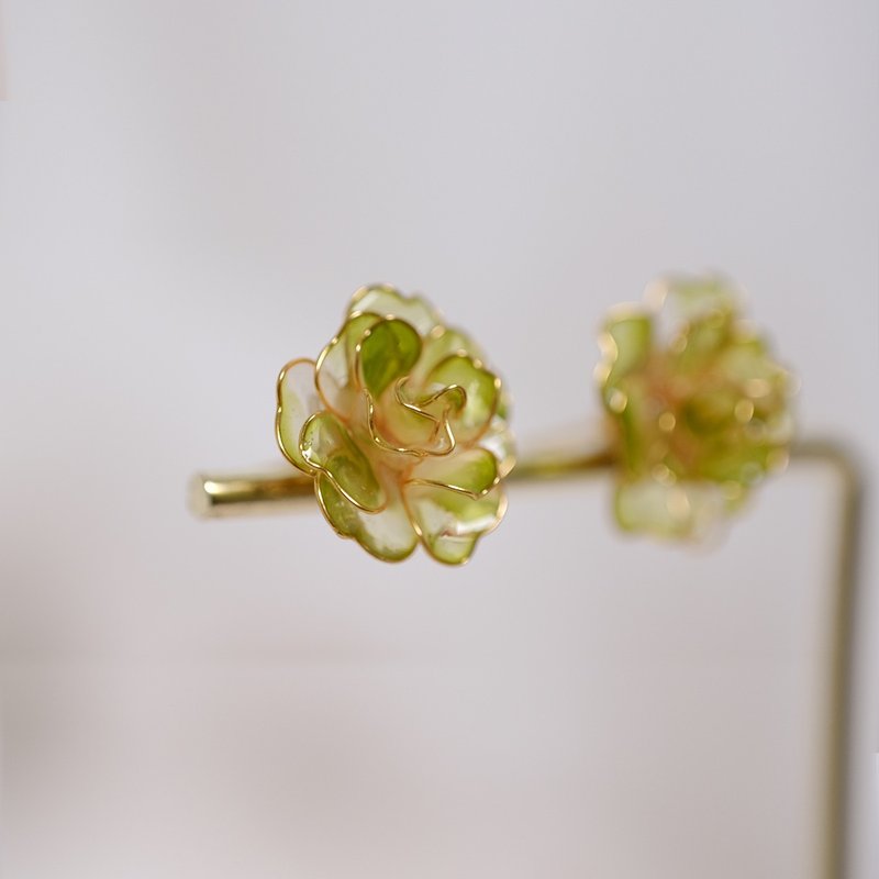 //繁花// mini拉色玫瑰 - 多色 / 可訂製 / 現貨 - 耳環/耳夾/耳骨夾 - 樹脂 多色