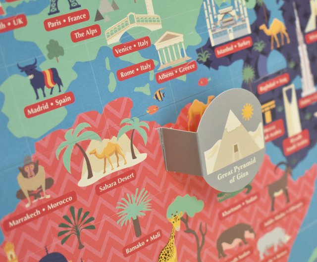 手作り世界地図 LEDバックライト付き3D木製世界地図 | 68travel