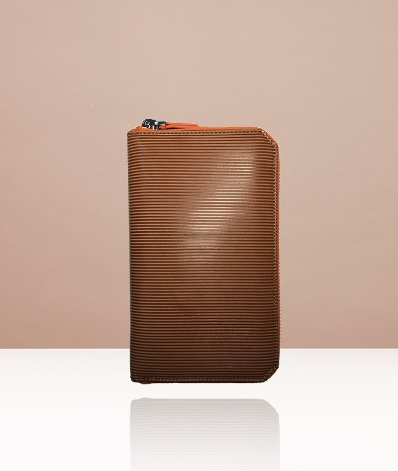 NEVER MIND-Travel wallet travel wallet-straight grain leather-PAS-caramel brown - ที่เก็บพาสปอร์ต - หนังแท้ สีนำ้ตาล
