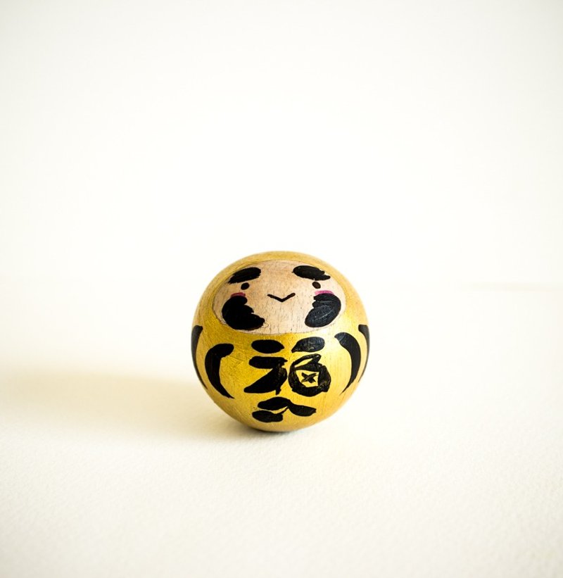 Gold Daruma for wealth and prosperity. Roly poly doll. Unique gift in Japanese style.(H 45 cm) - 公仔/玩偶 - 棉．麻 金色