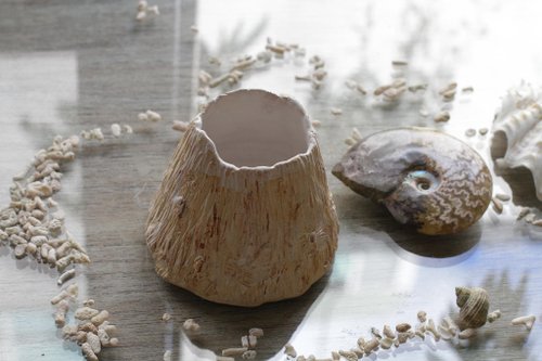 波力兔手作舍 手刻藤壺造型陶瓷花器/花瓶