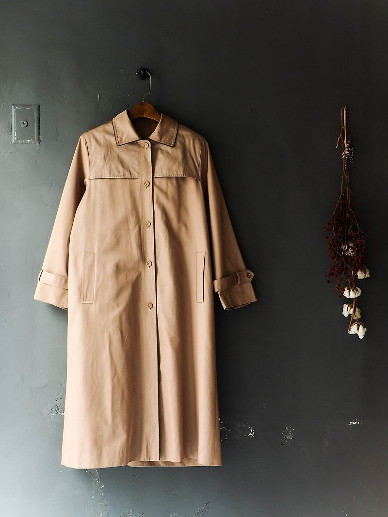 River tide_coat dustcoat jacket coat oversize vintage trench_coat dustcoat jacket coat - เสื้อสูท/เสื้อคลุมยาว - เส้นใยสังเคราะห์ สีกากี