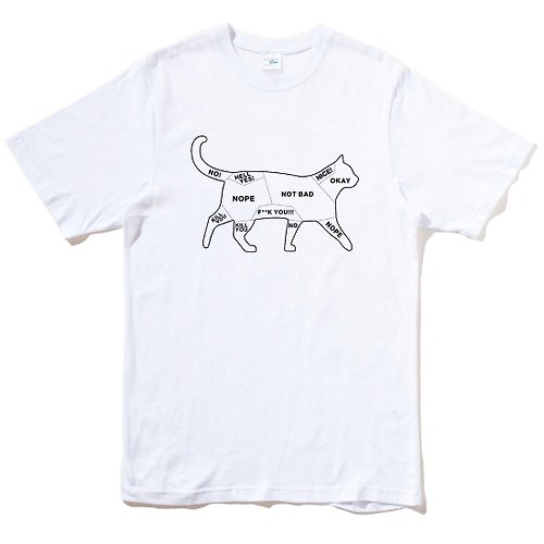 hipster Cat Petting 男女短袖T恤白色 貓咪撫摸注意事項文青禮物毛小孩