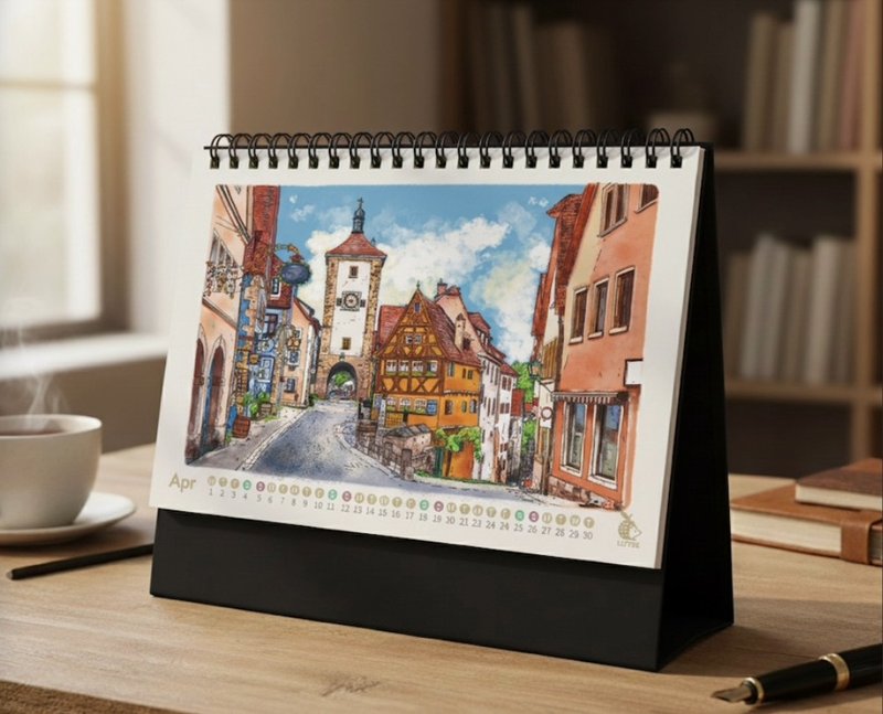 2026 German Illustration Triangle Desk Calendar - Calendars - Paper 