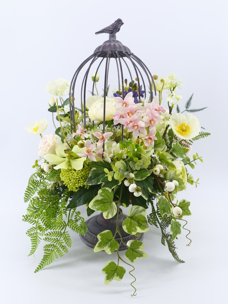 法式鳥籠繽紛花禮 免運專人配送限雙北市 其餘地區需補運費 - 盆栽/植栽 - 其他材質 粉紅色
