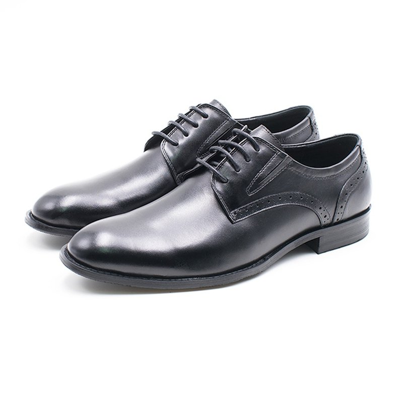 PQ plain strappy wing derby shoes for men - black - รองเท้าหนังผู้ชาย - วัสดุอื่นๆ 