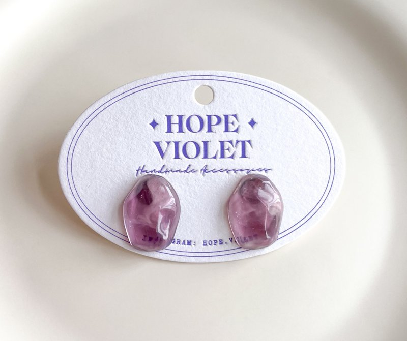 夢幻紫粉紅天空耳環- Dreamy Sky - 耳環/耳夾/耳骨夾 - 樹脂 紫色