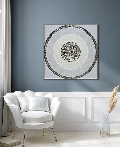 JuliaKotenkoArt Abstract grey silver oil painting on canvas painting Wall Ar for Living room