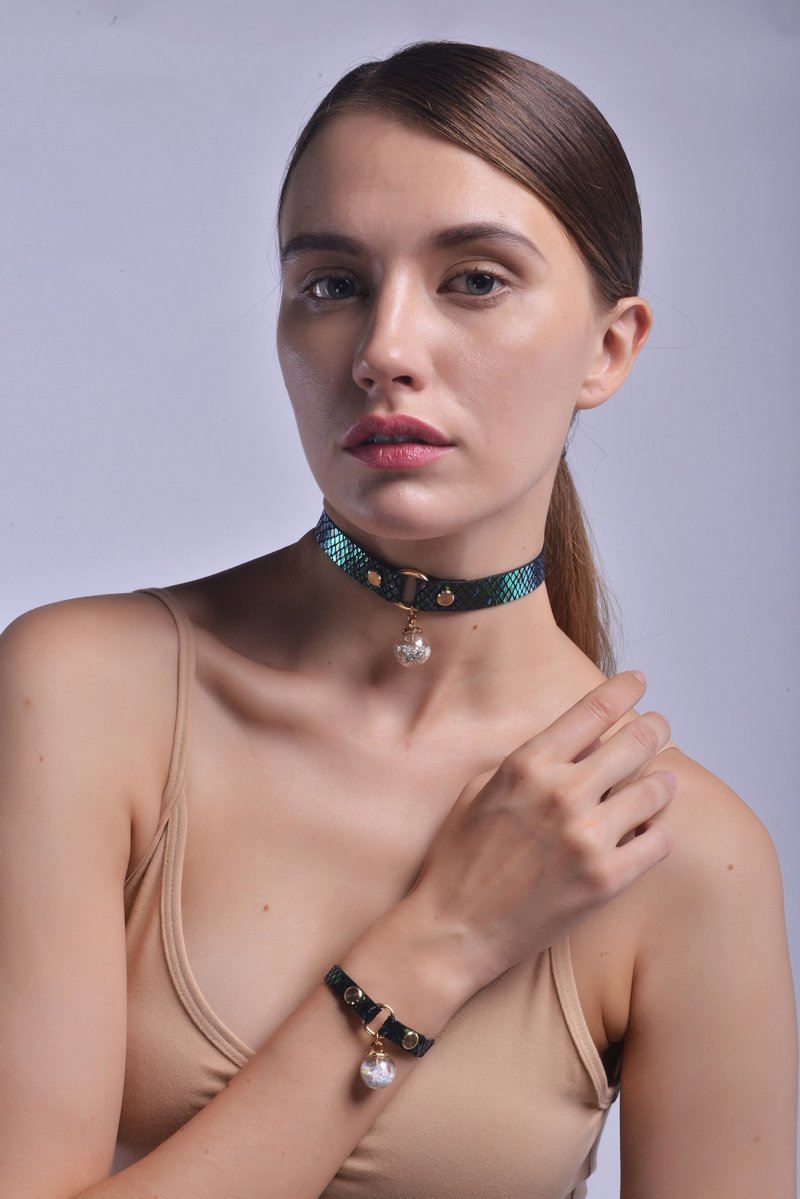 Starry Sky 許願球魔幻紫 Choker–粗款 - 頸鏈 - 真皮 