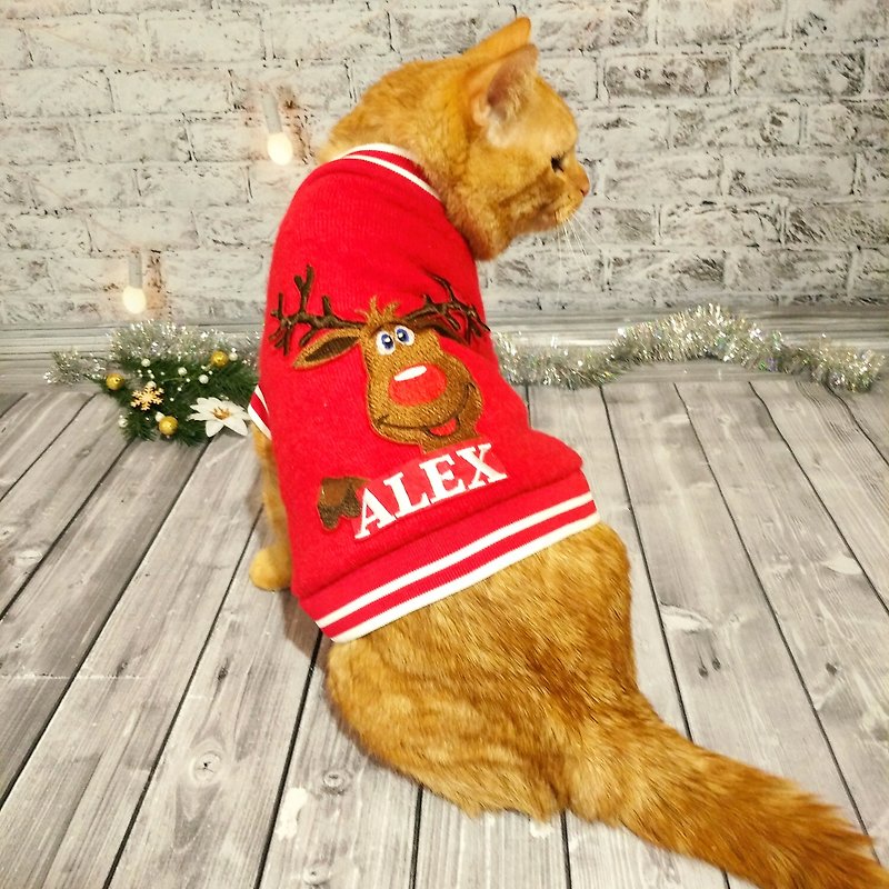 猫用クリスマスセーター |猫用のパーソナライズされた赤のコスチューム |クリスマスの装飾 - 洋服・帽子 - その他の素材 レッド