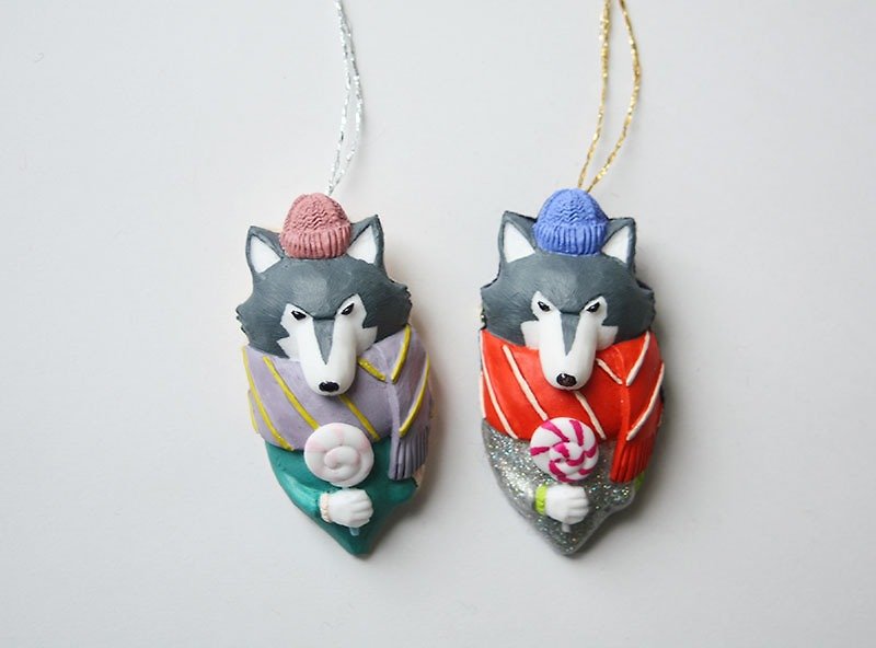 [-12 / 25 / limited time] 3way ornament series [wolf / 2colors] - Brooches - Plastic Multicolor