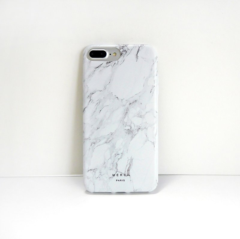 White marble phone case - เคส/ซองมือถือ - ยาง สีเงิน