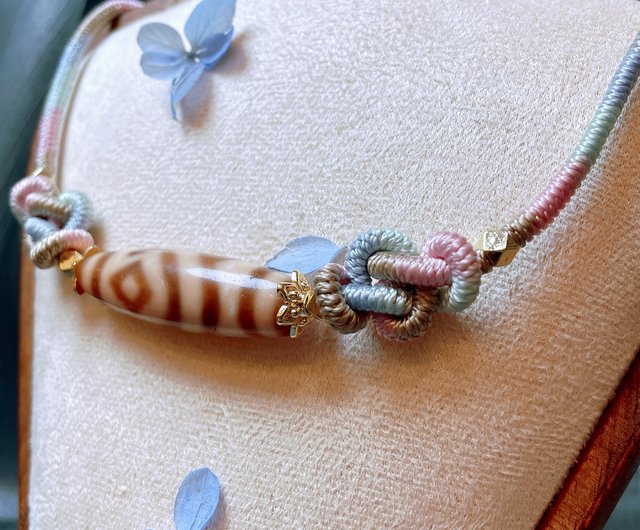 双魚二眼天珠グラデーション如意編みネックレス - ショップ 縷途·結飾