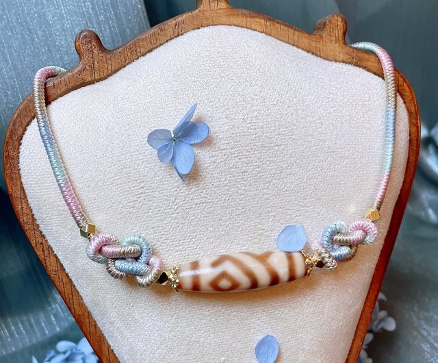 双魚二眼天珠グラデーション如意編みネックレス - ショップ 縷途·結飾