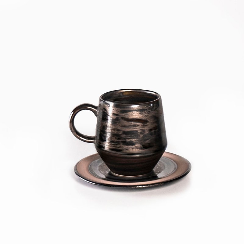 虎斑金咖啡杯盤 350ml - 咖啡杯/馬克杯 - 陶 金色