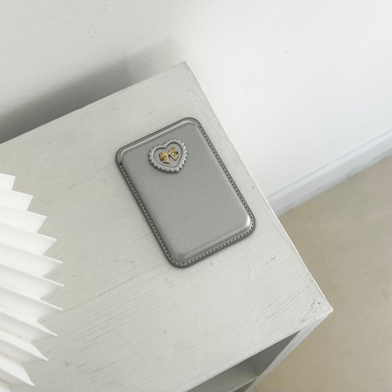 heart silver magsafe card wallet - 手機殼/手機套 - 其他材質 