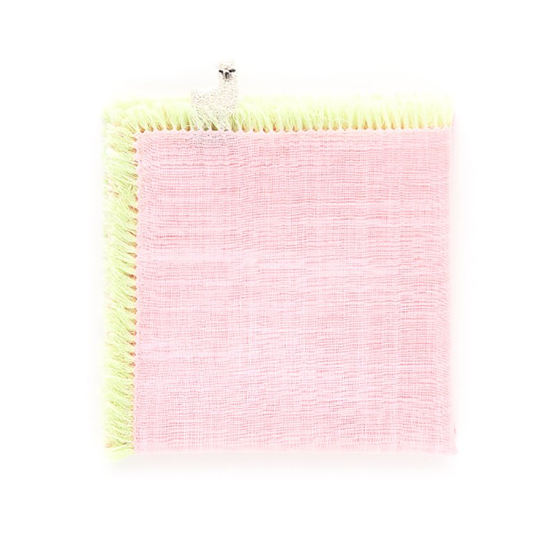 Grassland Alpaca Handkerchief 41 x 41 cm 100% Cotton Made in Japan Gift - ผ้าเช็ดหน้า - ผ้าฝ้าย/ผ้าลินิน สึชมพู