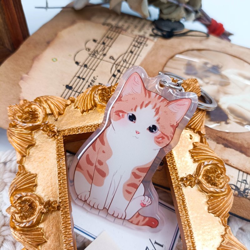 ME157_可愛貓_Cute Cat/晶透吊飾 - 鑰匙圈/鑰匙包 - 塑膠 多色