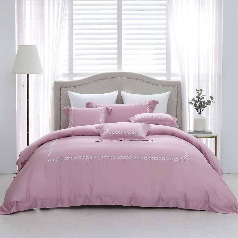 Hongyu 300-woven Tencel cotton thin quilt cover bed bag set wild rose pink (double/large/extra large) - Bedding - Other Materials Pink
