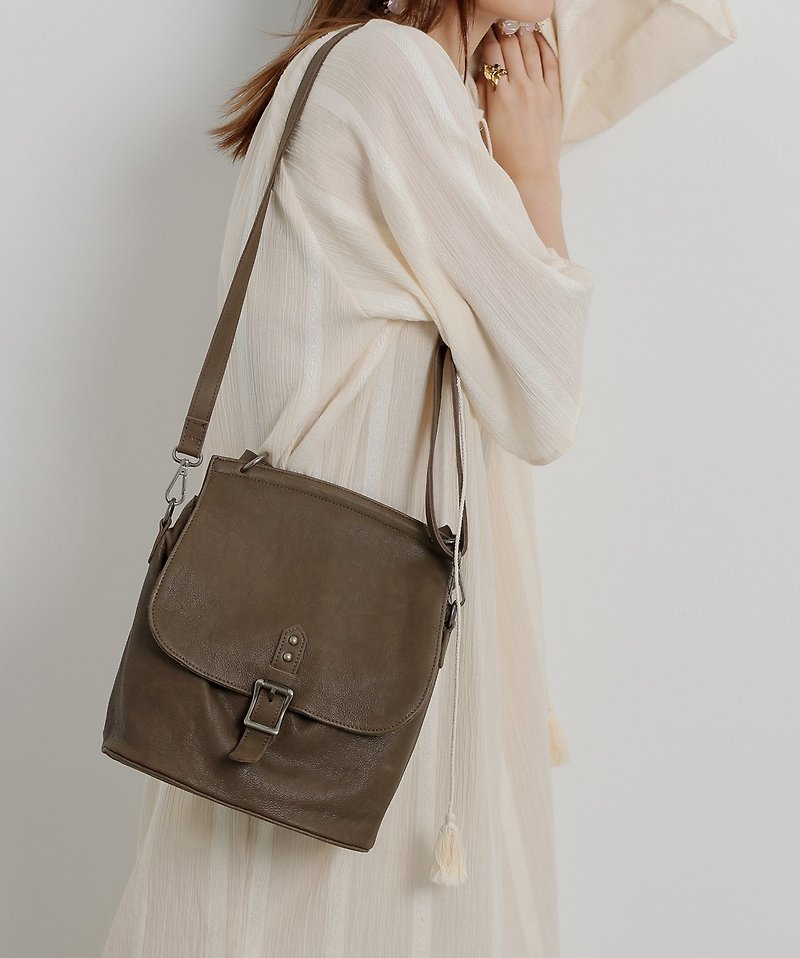 Vintage Messenger Bag 3 Back Method - Deep Coffee - Backpacks - Genuine Leather Brown