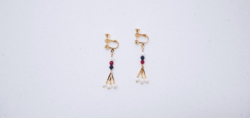 Collection-Earrings--Contrasting color crystal beads freshwater pearl tassel earrings - ต่างหู - โลหะ หลากหลายสี