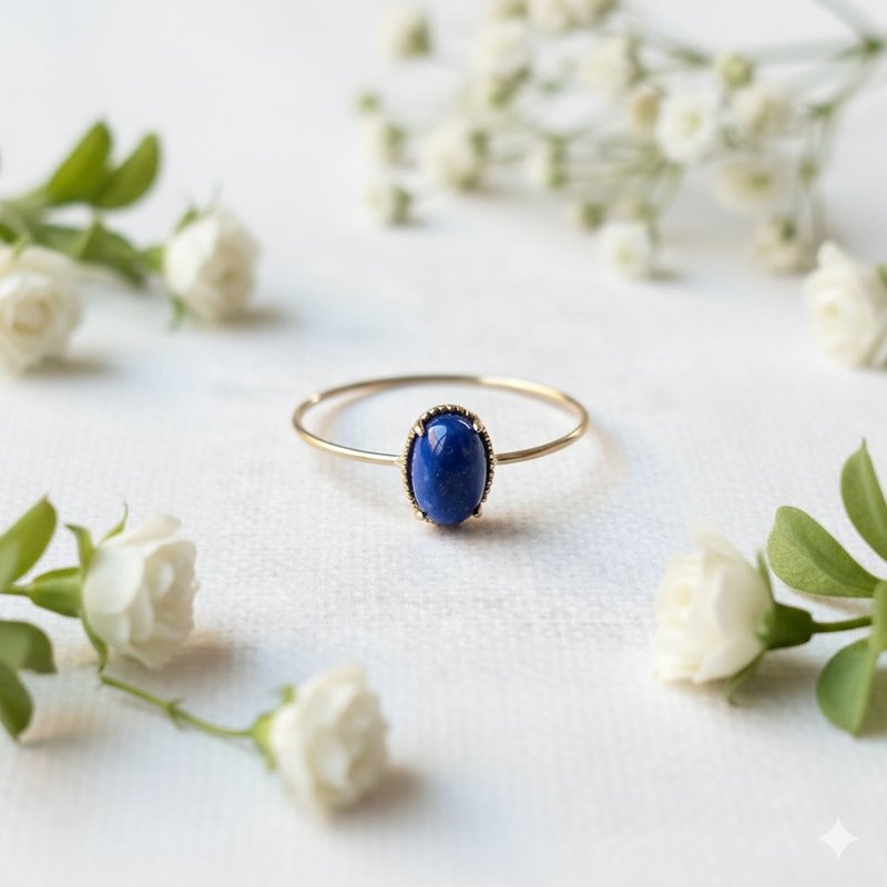 【K10】至臻藍調．青金石橢圓戒指 / 10金黃金．增添價值的奢華珠寶 - 戒指 - 其他金屬 藍色