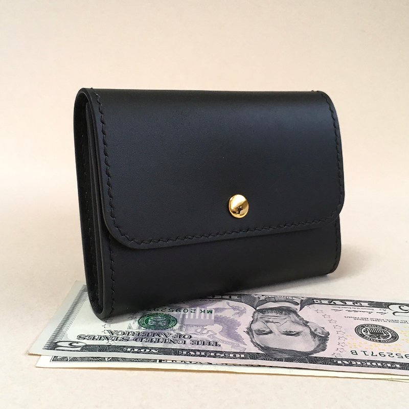 Simple Leather wallet-black - กระเป๋าสตางค์ - หนังแท้ สีดำ