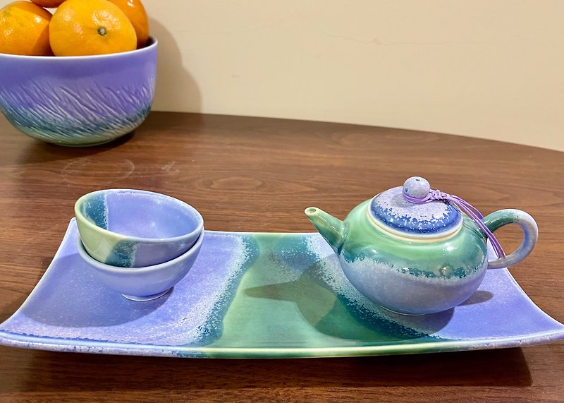 Teapot cup and plate set (one pot, two cups and one plate)・Lavender series/gift packaging/small card - Teapots & Teacups - Porcelain 