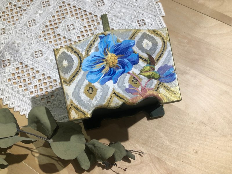 金藍格花雙提盒 分隔盒 紙藝拼貼 蝶古巴特 限量現貨款 五倍卷 - 層架/置物架/置物籃 - 木頭 粉紅色