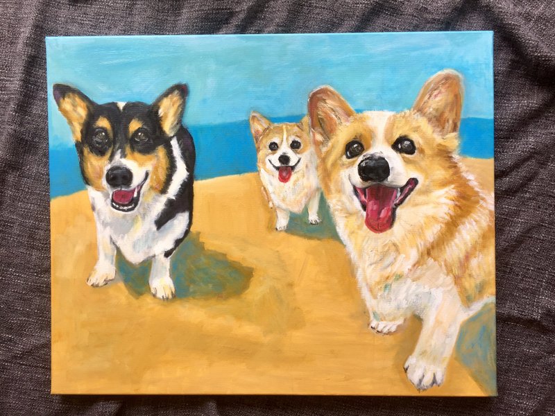 Pet oil painting custom - หมอน - สี หลากหลายสี