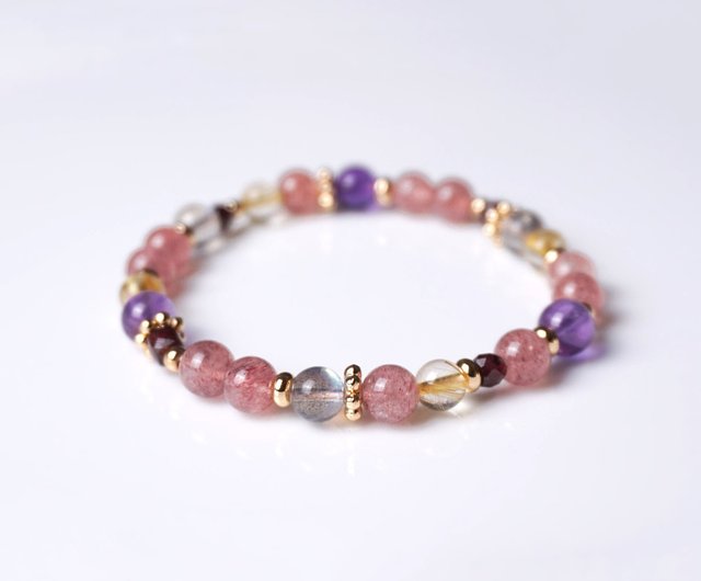 ラブラドライト　アメジスト　ルチル　パワーストーンブレスレット　内径約18cm ラブラドライト アメジスト ルチル パワーストーンブレスレット