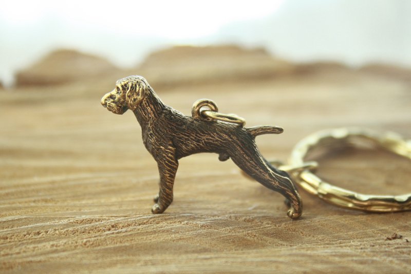 German Wirehaired Pointer dog figurine animals bronze KeyRing, Keychain - 鎖匙扣/鎖匙包 - 銅/黃銅 