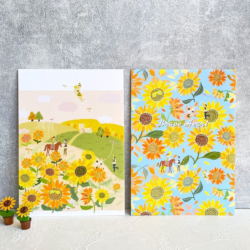 Sweet Day  Series Postcard - Sunflower / Brave Heart - การ์ด/โปสการ์ด - กระดาษ สีส้ม