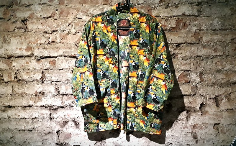 AMIN'S SHINY WORLD hand-made KIMONO summer tropical rainforest blouse (thin section) - Men's Coats & Jackets - Cotton & Hemp Multicolor