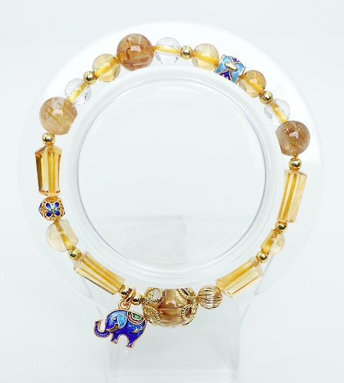 寶麗金珠寶 寶麗金珠寶-天然鈦晶黃水晶運財象銀飾造型手鍊