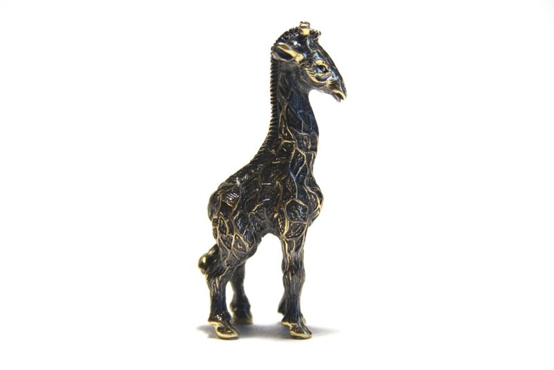 Giraffe - miniature statuette of bronze, metal figurine - ของวางตกแต่ง - ทองแดงทองเหลือง 