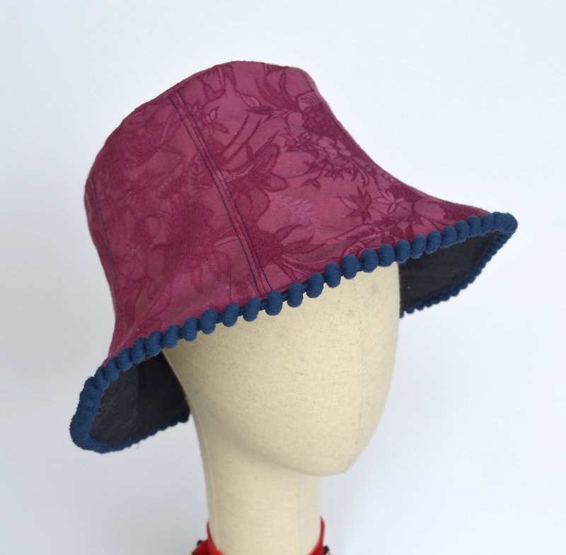 立體緹花滾裝飾球織帶盆帽 - 帽子 - 聚酯纖維 紫色