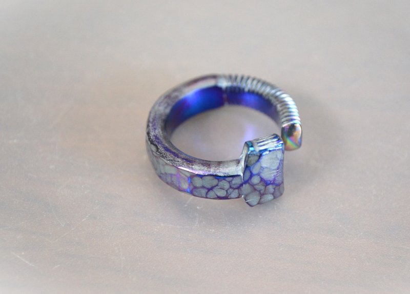 Titanium ring, titanium ring M6, dark blue, size 20 - General Rings - Other Metals Multicolor